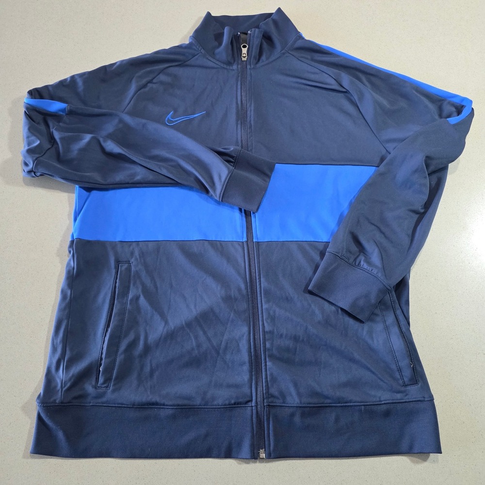 Nike Dri-FIT Mens XL Full Zip Track Jacket Navy Royal Blue Training AJ9180-410